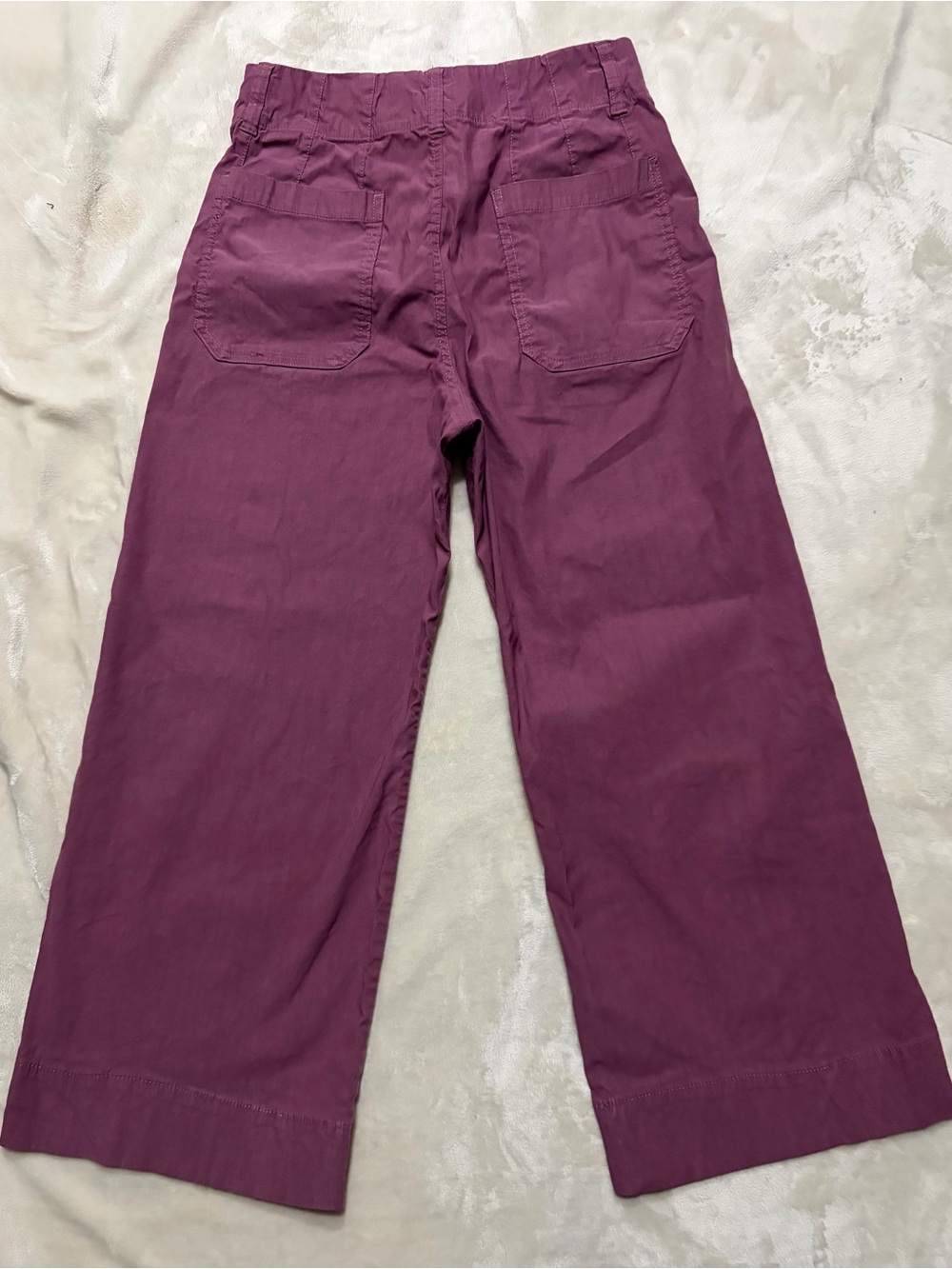 Anthropologie Maeve Colette Plum Linen Blend Wide Leg Crop Pants 30P Petite - Picture 3 of 12